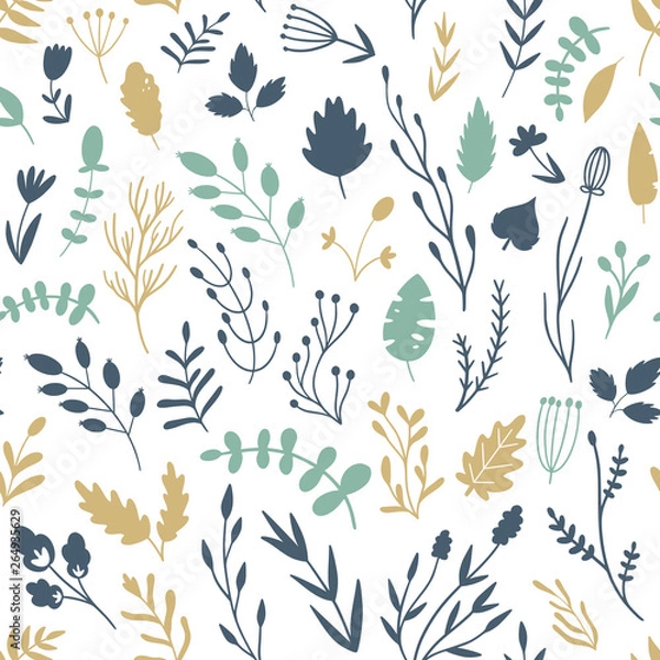 Obraz Vector seamless floral pattern. Doodle, Scandi styles.