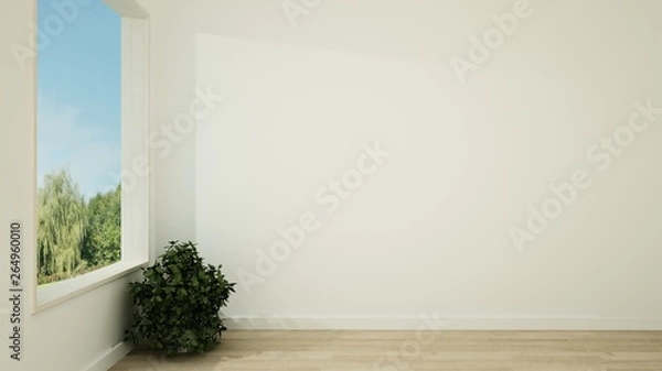 Fototapeta The interior minimal hotel relax space 3d rendering and nature view background	