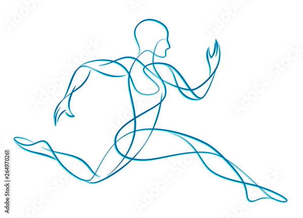 Obraz Stylized runner on a white background