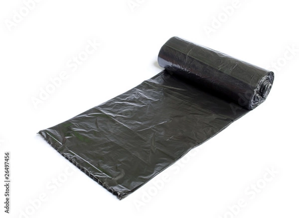Fototapeta Disposable trash bag isolated over white