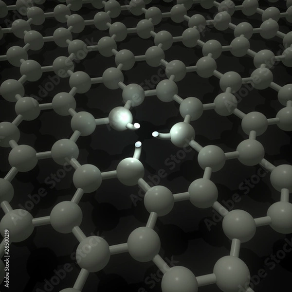 Fototapeta Damaged graphene crystal lattice