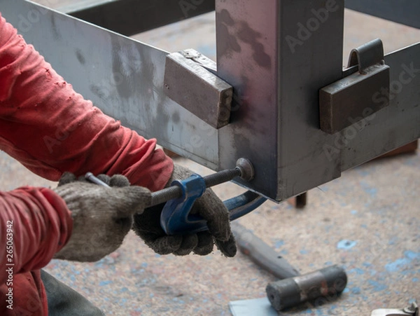 Fototapeta C-Clamp, workpieces C-shaped can be used for both wood and steel. C steel clamps