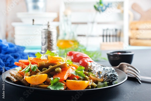 Fototapeta vegetables with chicken leg