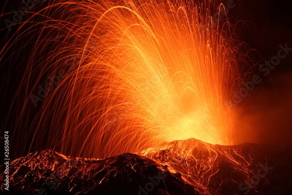 Obraz erupcja wulkanu stromboli