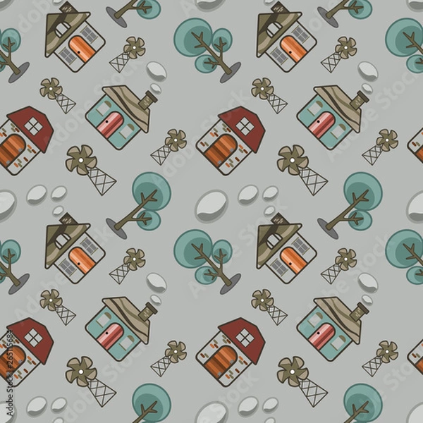 Obraz Home cartoon abstract seamless pattern background.
