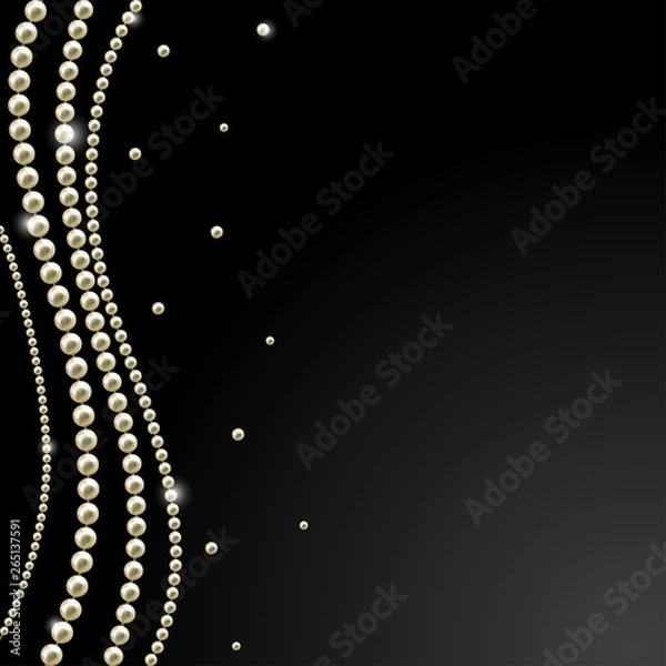 Obraz Pearls. Jewelry. Vector illustration. Beads. Thread. Decorations. Dark background.