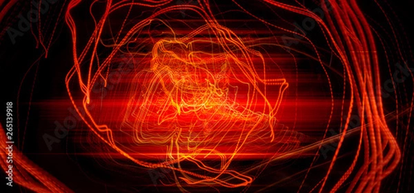 Fototapeta Line car headlights with long exposure. Abstract background.