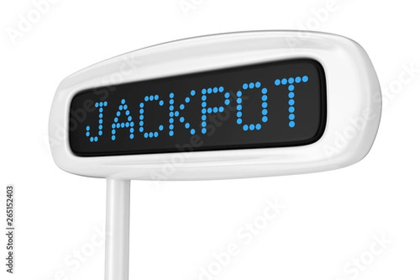 Obraz Abstract Cash Register Display Displaying Jackpot Blue Sign. 3d Rendering