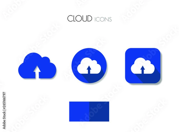 Obraz Icon Cloud, cloud computing, cloud icon, cloud server, save file, upload, upload icon, icona cloud, icona back up, icona salva file, icona nuvola, digital icon, digital vector, color cloud  