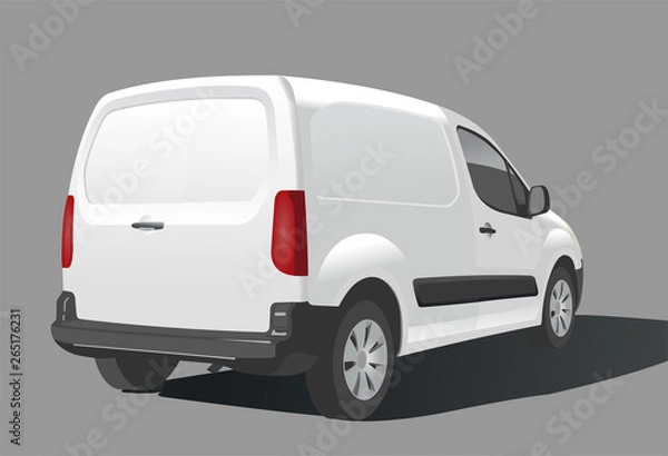 Fototapeta Van. Car for freight. Back view. View of three quarters.