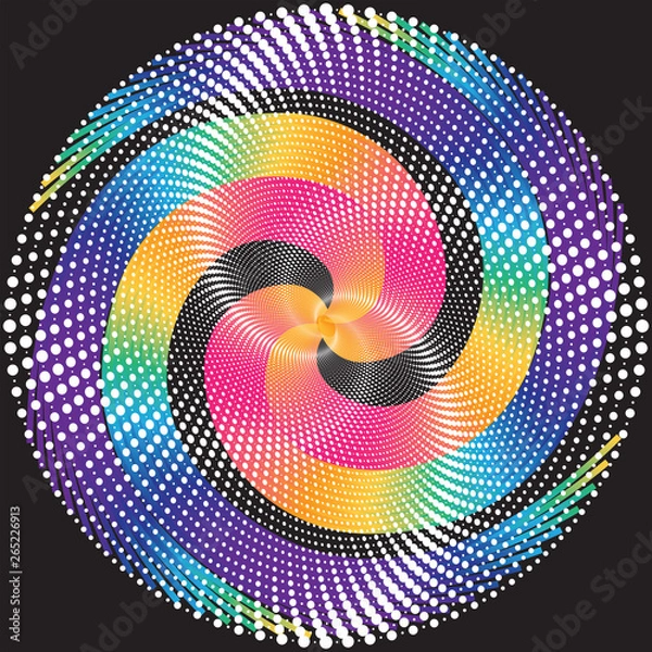 Fototapeta Dotted Halftone Vector Spiral Pattern or Texture