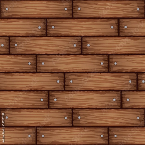 Obraz Hand drawn stylized wooden planks seamless pattern. Endless wood vector textures for floor, ground, walls, boxes, containers. Template design for game background.