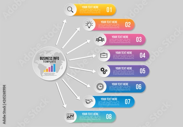 Fototapeta Vector Infographics Elements Template Design with Marketing Icons and options Steps can be used for presentation, diagrams, annual reports, workflow layout