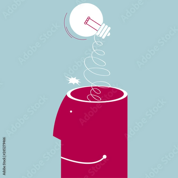 Obraz Brainstorm concept design. Isolated on blue background.