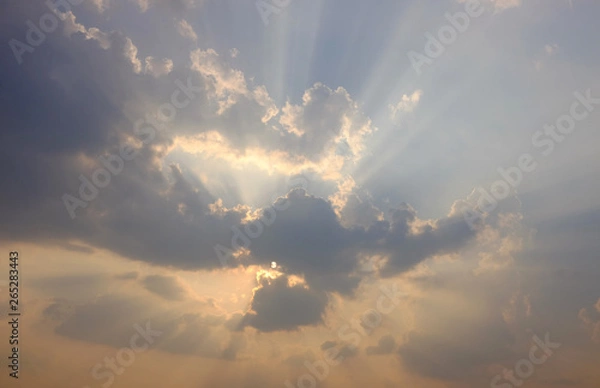 Obraz Grey cloud on sky with sunlight through.
