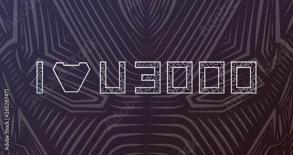 Fototapeta I love you 3000 times. I love u 3k. Thank you three thousand. I am Ironman. Superhero logo. Red space background with meteoroids. Avengers endgame tribute.
