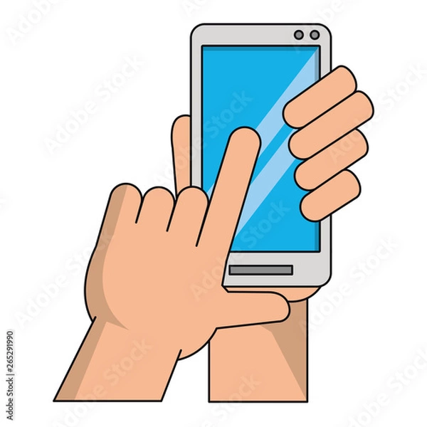 Fototapeta hands using cellphone