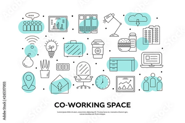 Obraz Coworking space items collection