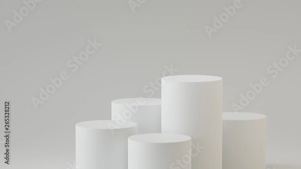 Obraz Empty steps cylinder podium on empty background. 3D rendering.