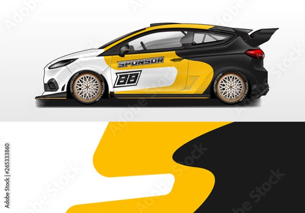 Fototapeta Car wrap vector , supercar, rally, drift . Graphic abstract stripe racing background 