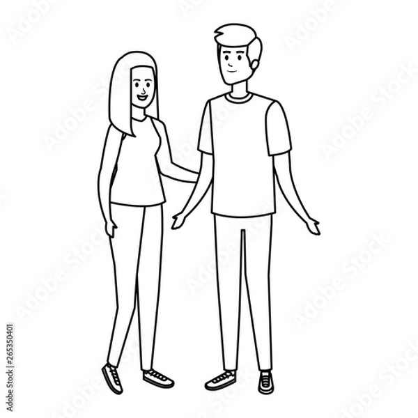 Obraz young couple avatars characters