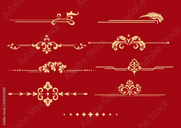Fototapeta Vintage set. Floral elements for design monograms, invitations, frames, menus and labels. Graphic design of the website, cafes, boutiques, hotels, wedding invitations.