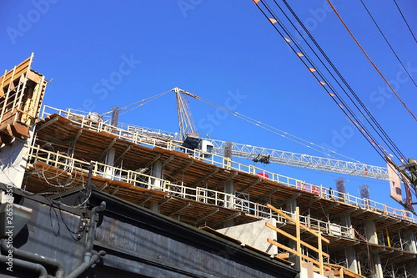 Fototapeta the image Construction crane build city