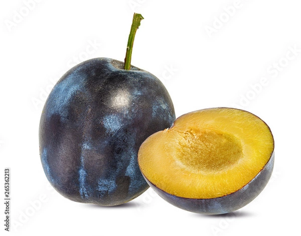 Fototapeta Fresh plum isolated on white background with clipping path