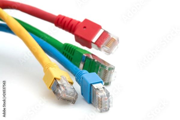 Obraz Netzwerkkabel bunt Stecker