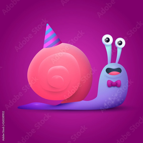 Fototapeta birthday card with happy snail