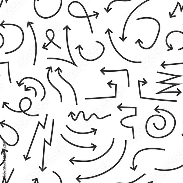 Fototapeta Arrow pattern. Ethnic seamless pattern with arrows. Tribal hand drawn background. Design for wrapping paper, wallpaper, fabric. Vector illustration