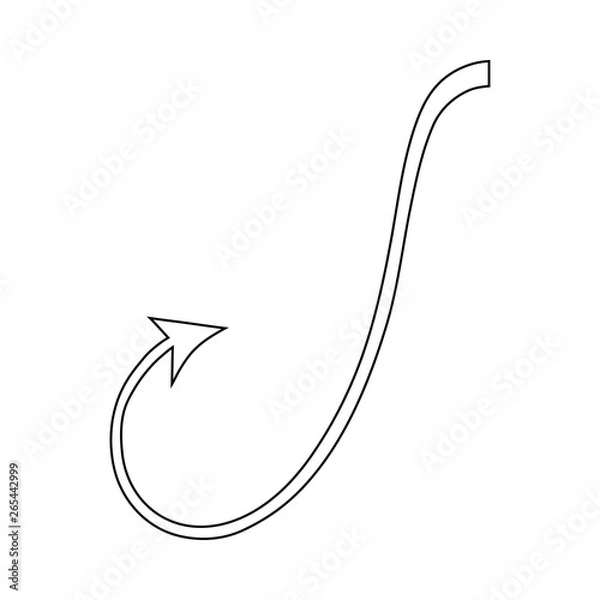 Obraz Outline devil tail isolated on white background. Line style. Clean and modern vector illustration for design, web.