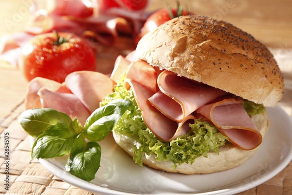 Obraz Tasty sandwich with ham