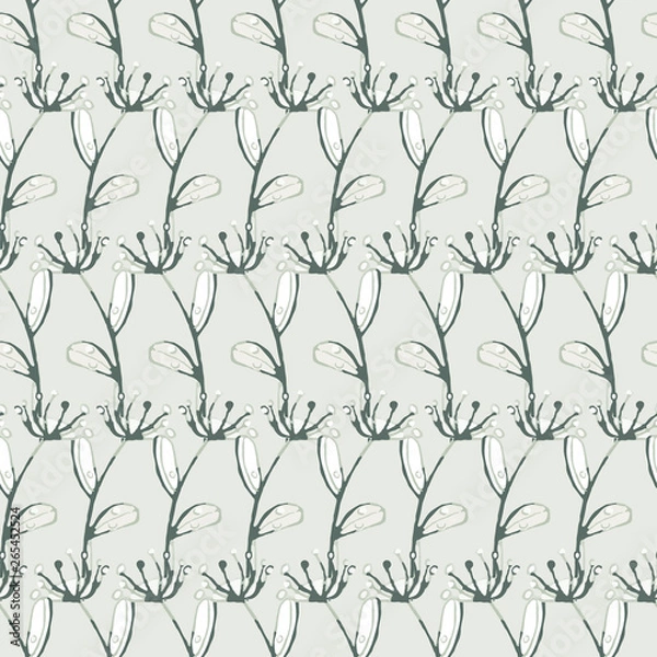 Fototapeta seamless vector pattern with abstract plants painted by hand with a simple pencil
