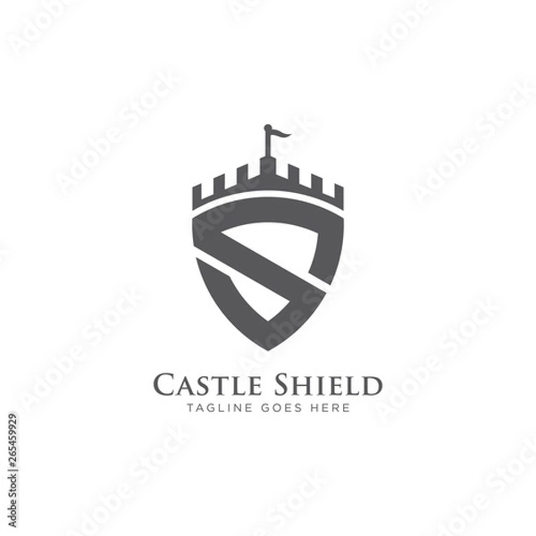Obraz Creative shield with castle and initial S logo - Vector logo template