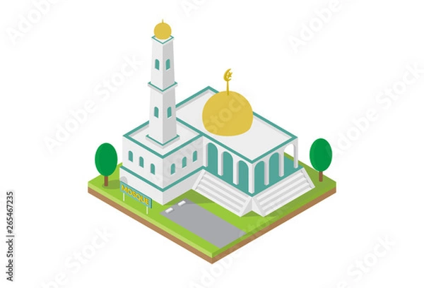 Fototapeta Isometric Mosque Building 3D Vector - Isometric Map Resources