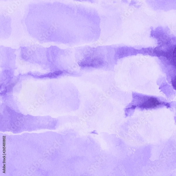 Fototapeta Violet ink and watercolor textures on white paper background. Paint leaks and ombre effects. Hand painted abstract image.