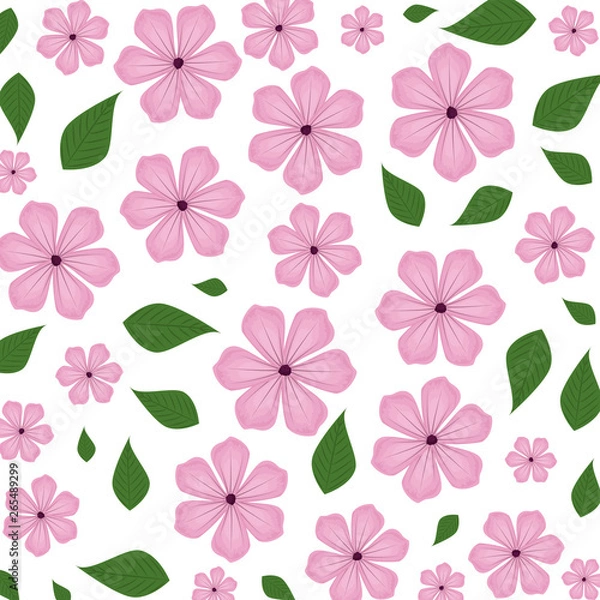 Fototapeta beautiful flowers with leafs pattern background