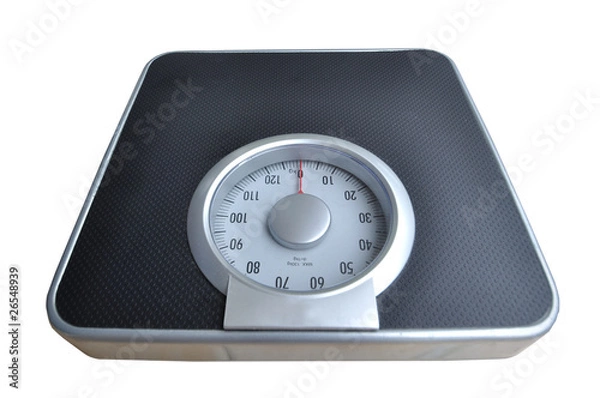 Obraz Bathroom weight scale on white background