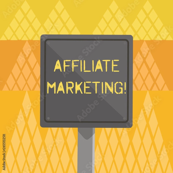 Fototapeta Writing note showing Affiliate Marketing. Business concept for compensation to thirdparty publishers to generate leads 3D Square Colorful Caution Road Sign with Black Border Wood