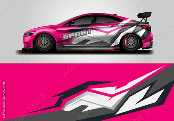 Fototapeta Car decal wrap vector designs. Truck and cargo van decal, company , rally, drift . Graphic abstract stripe racing background