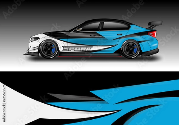 Fototapeta Wrap livery decal car vector , supercar, rally, drift . Graphic abstract stripe racing background . Eps 10