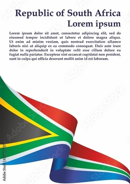 Fototapeta Flag of South Africa, Republic of South Africa. Template for award design, an official document with the flag of South Africa. Bright, colorful vector illustration.