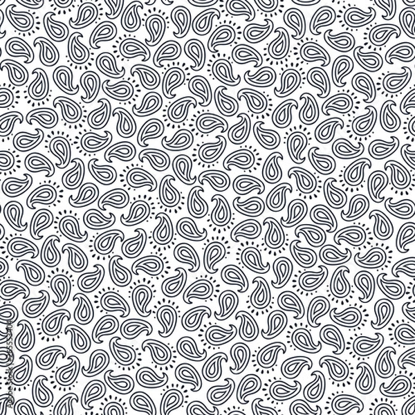 Obraz Black and white paisley seamless pattern.