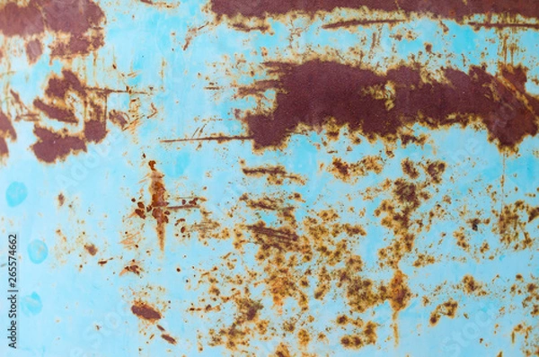 Fototapeta Cracked blue paint on the metal