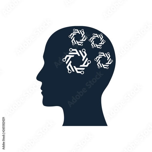 Fototapeta digital human head, brain, technology, head, memory, creative technology mind, artificial intelligence icon