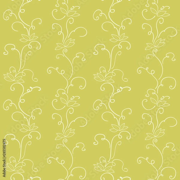 Fototapeta Green pattern with abstract plant.