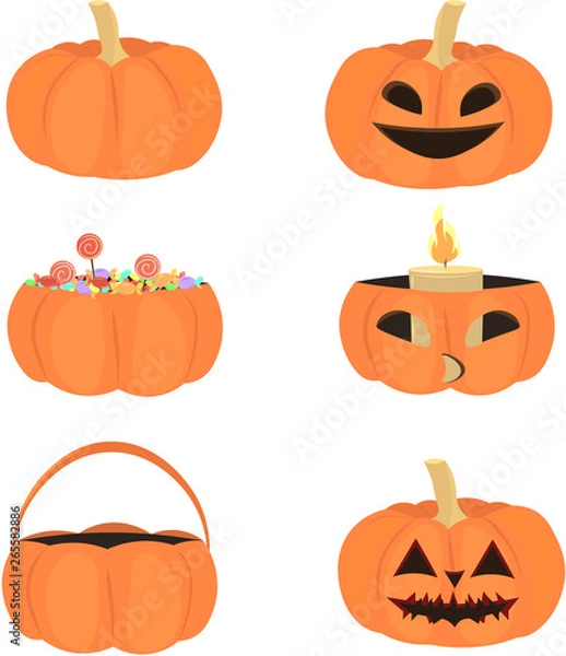 Obraz Set of vector pumpkins for Halloween.
