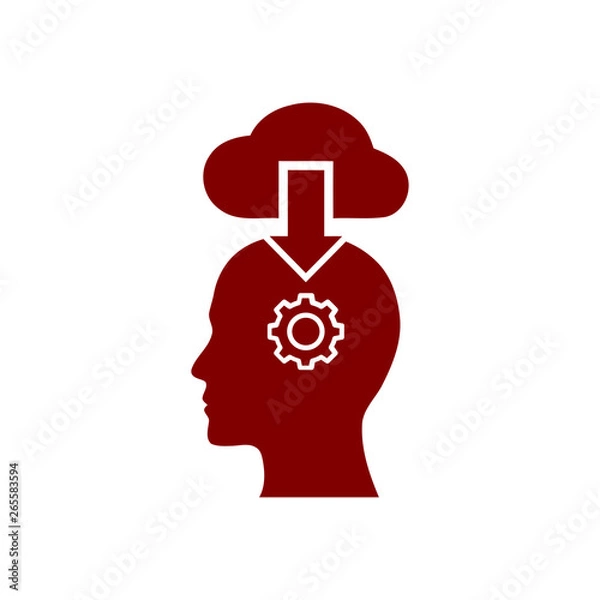 Obraz digital human head, brain, technology, head, memory, creative technology mind, artificial intelligence maroon color icon