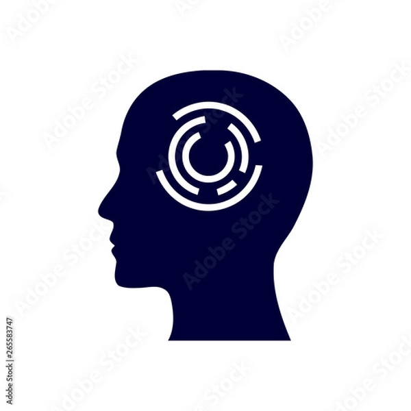 Fototapeta digital human head, brain, technology, head, memory, creative technology mind, artificial intelligence navy blue icon